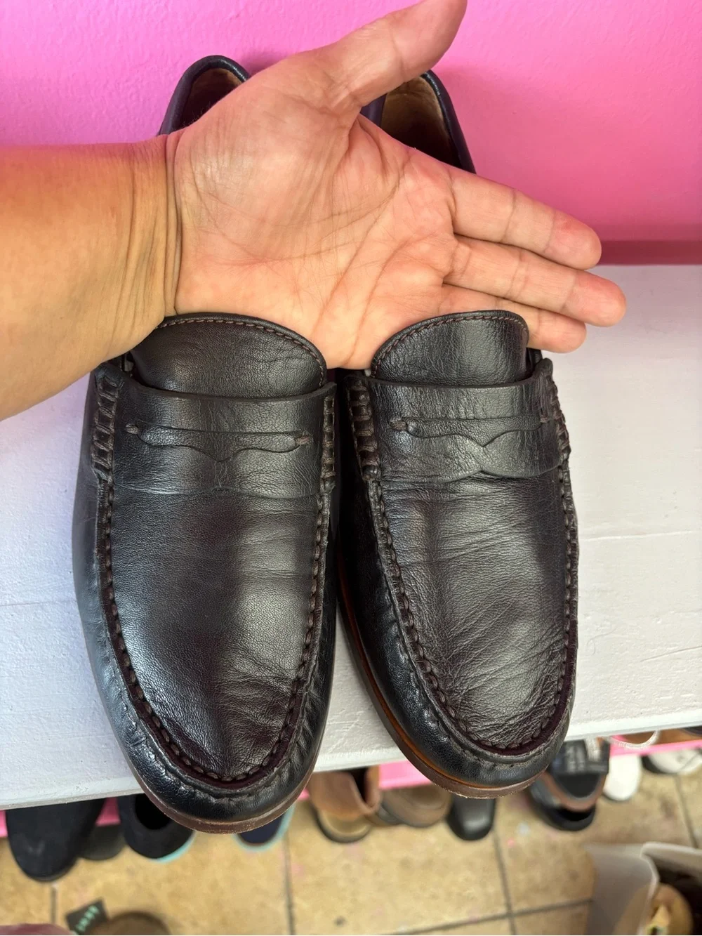Trask Men's Black Leather Penny Loafers